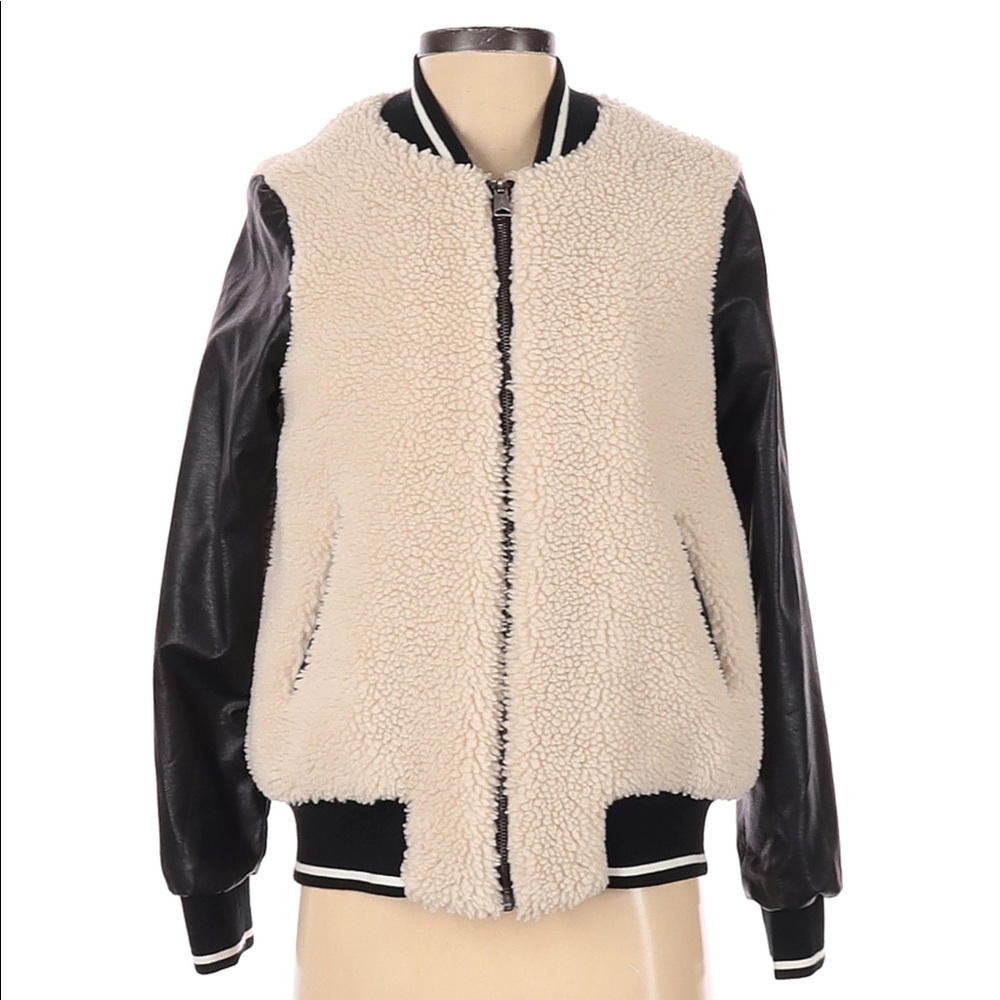 Saylor shearling bomber jacket with leather